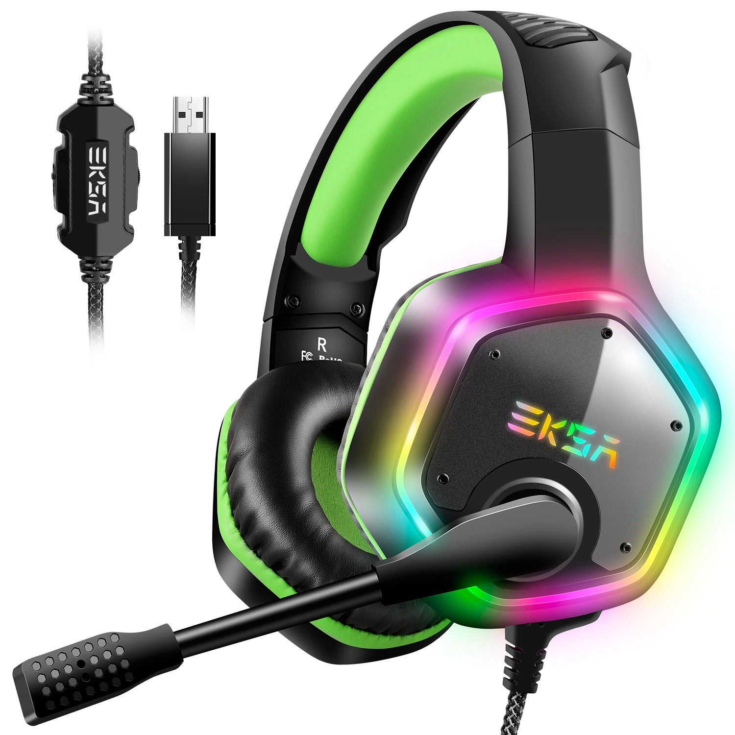EKSA E1000 Over-ear Wired Headphone 7.1 Stereo Colorful RGB Light PC Gaming Headset with Microphone EKSA E1000 Over-ear Wired Headphone 7.1 Stereo Colorful RGB Light PC Gaming Headset with Microphone